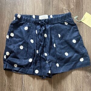 Trovata birds of paradise Navy and White Polka Dot Drawstring linen Shorts
